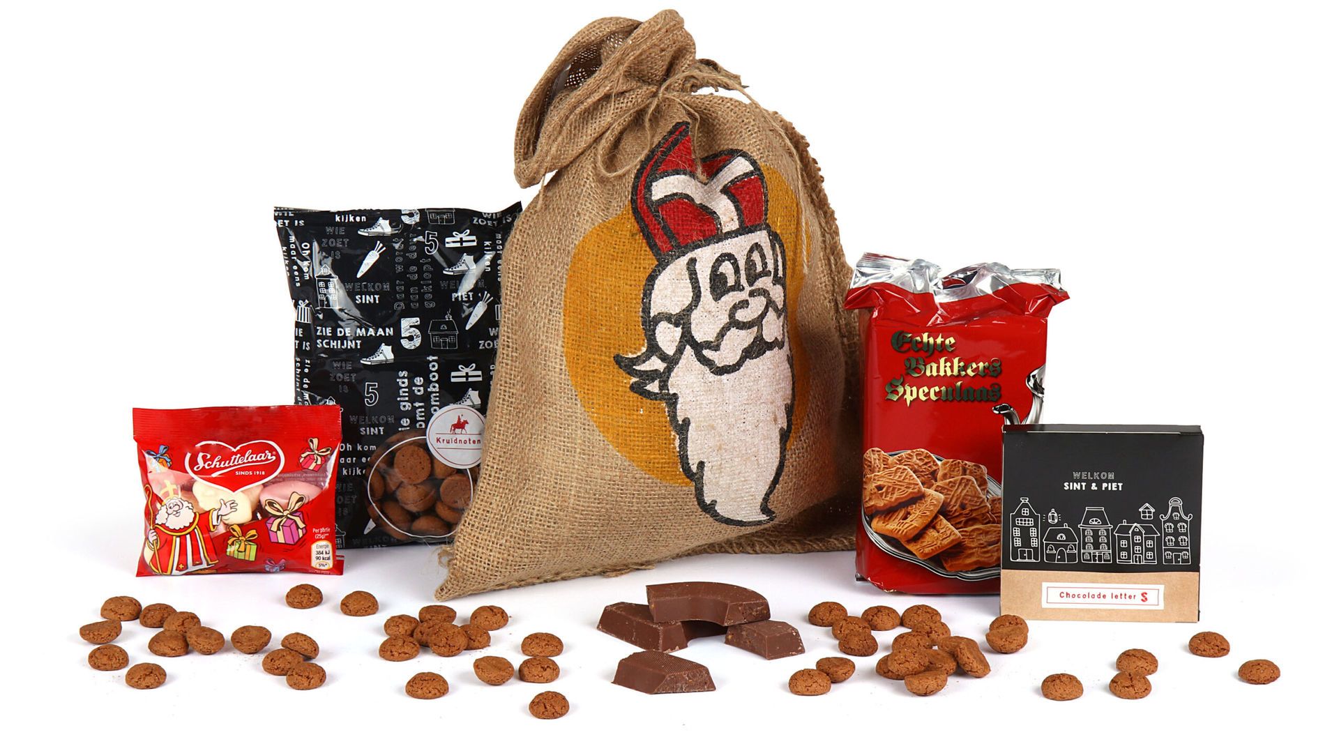 Jute sinterklaas zak gevuld