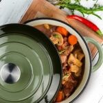 Baked,beef,with,beans,,tomatoes,and,vegetables,in,a,frying