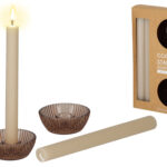 530 Jens Living Giftset Kandelaar En Kaars Bruin