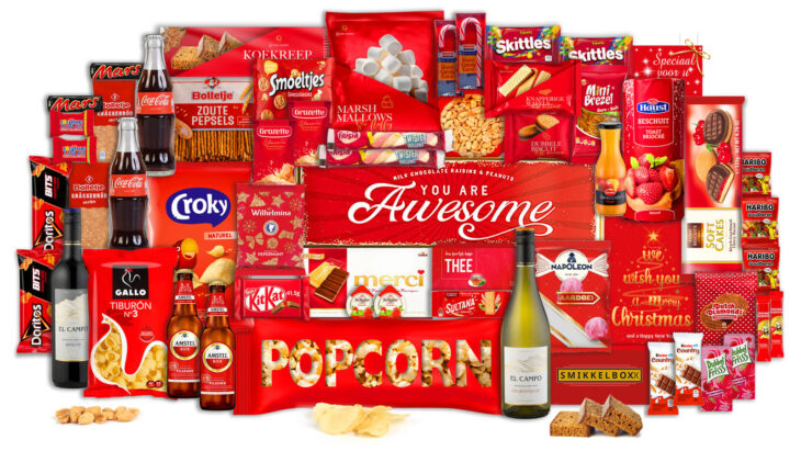 Middelgroot kerstpakket met alleen rode producten