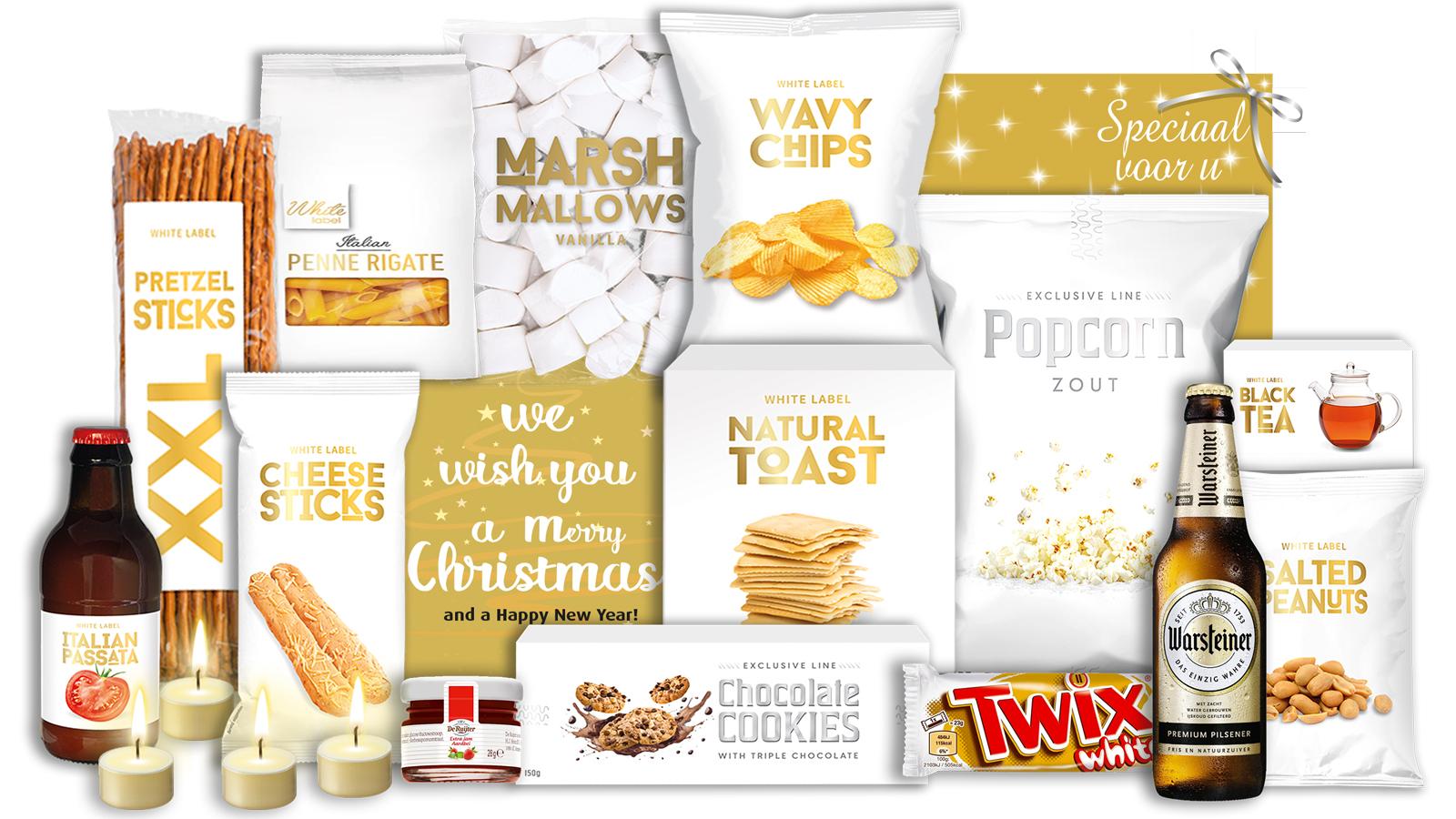 123 Goud Wit 25 - Kerst in wit & goud - kerstpakket