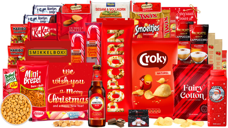 Kerstpakket met bier, lekkere veel voor weinig geld. Budget goedkoop kerstpakket, in een luxe feestelijke kerstdoos.