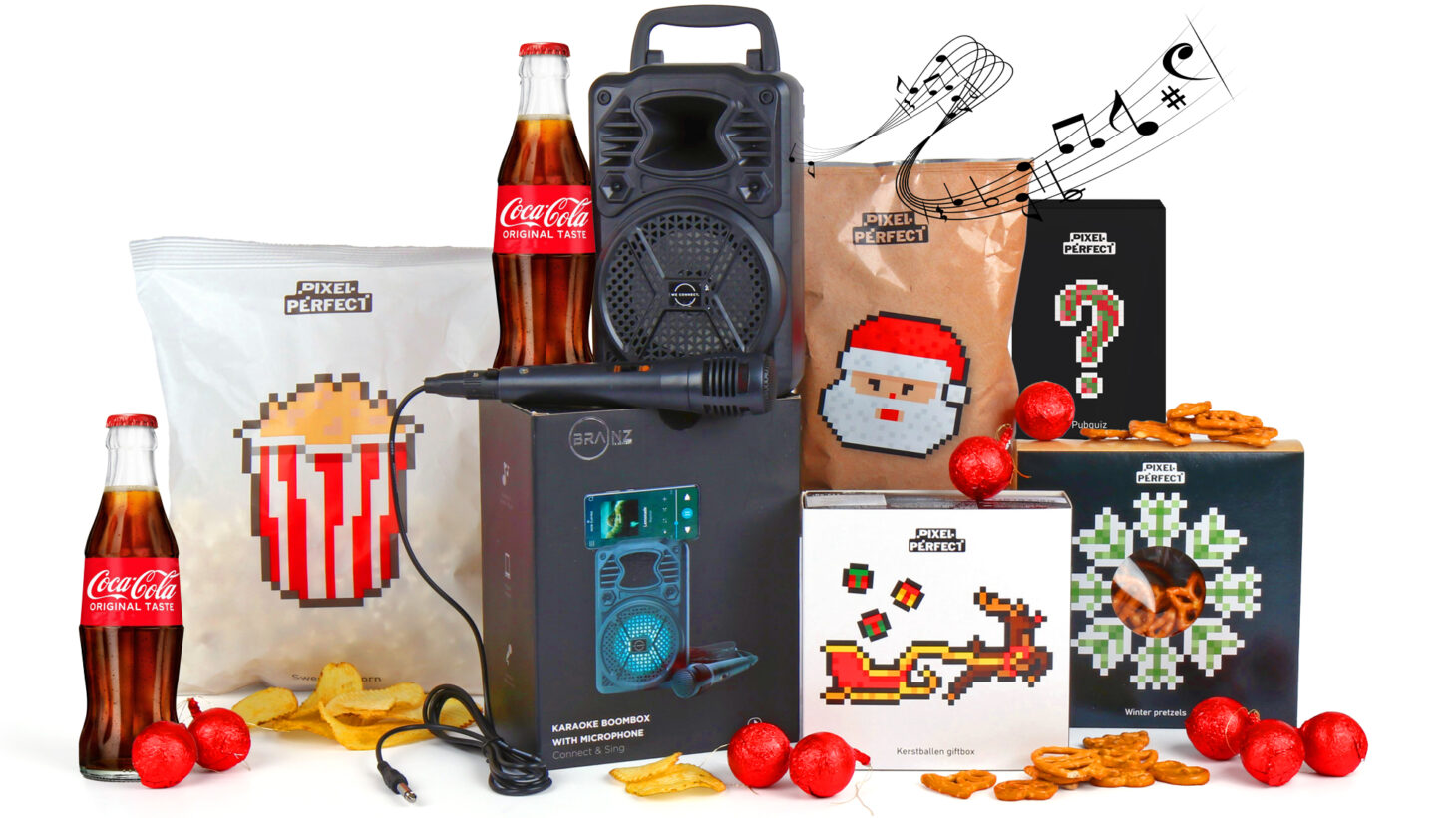 Karaoke kerstpakket met speaker, microfoon en snacks