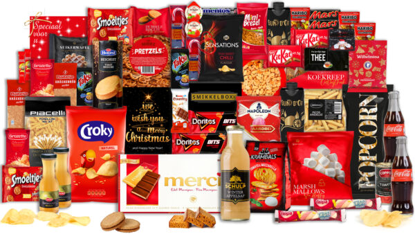 Groot Rood Kerstpakket Met Lekkernijen