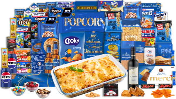 Groot kerstpakket vol hartige en zoete producten