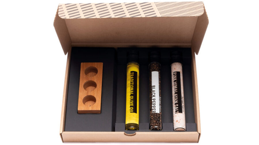 327 4 Delige Kookbox Met Beukenhouten Houder