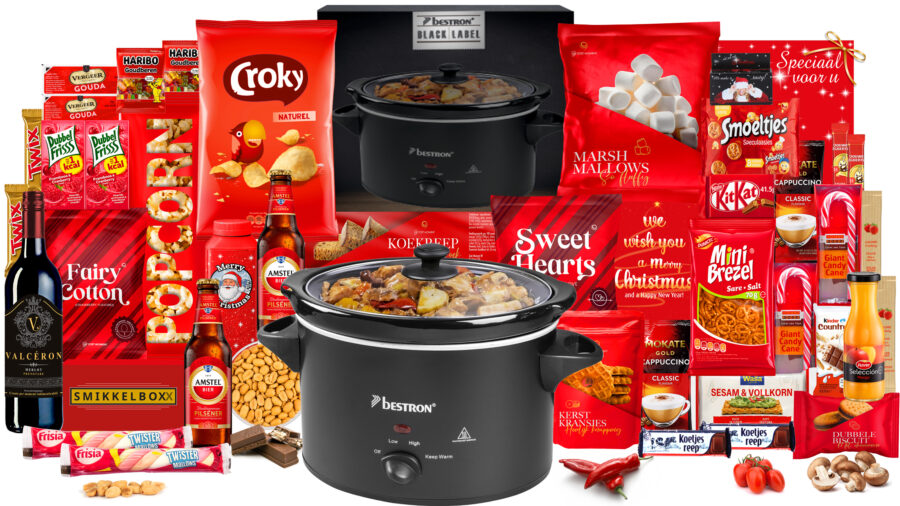 Slow & Red - Luxe kerstpakket - 11 Rood 70 Slowcooker
