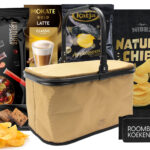 Boodschappen(koel)mand basket, Luxe kerstpakket, veel lekkernijen