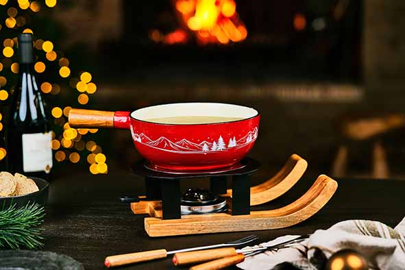 Aspen Fondueset Ski Gietijzer Met 6 Vorkjes (2)